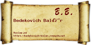 Bedekovich Balár névjegykártya